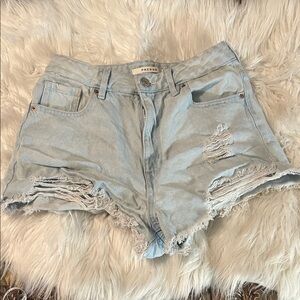 PacSun Sky Blue Ripped High Rise Festival Jean Shorts